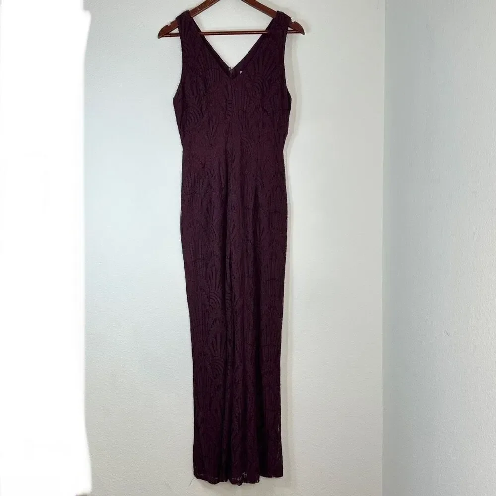 Altar’d State Madie Purple All Over Lace Jumpsuit Romper Womens Medium Boho Chic